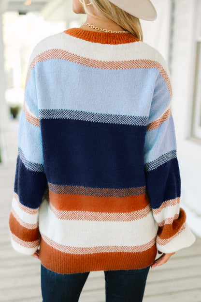 Dark Blue Colorblock Tunic Sweater
