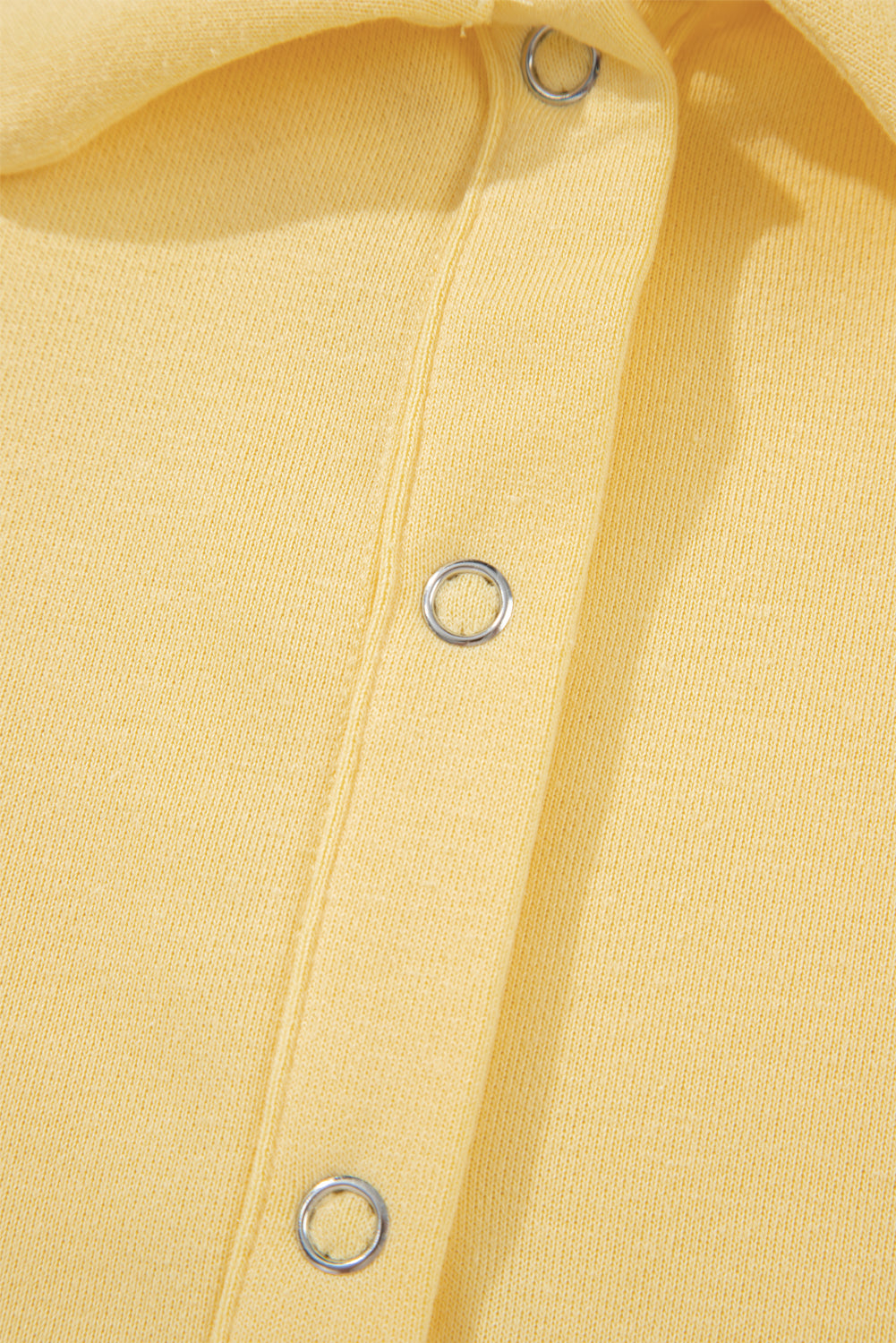 Yellow Cream Button Collar Drop Shoulder Pullover and Shorts 2pcs Outfit