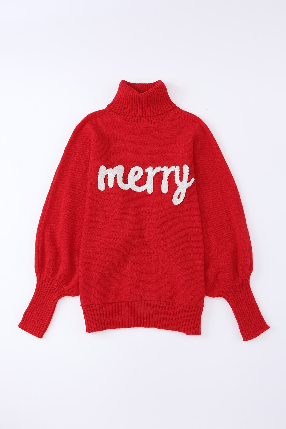 High Neck “Merry Christmas” Turtleneck Sweater – Timeless Holiday Cozy