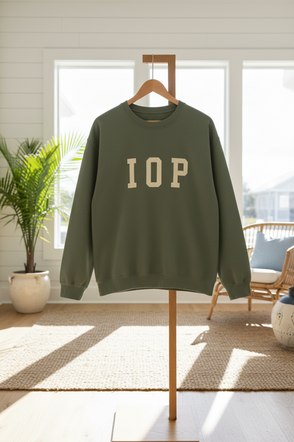 Coastal Collegiate Comfort: The Softstyle IOP Crewneck