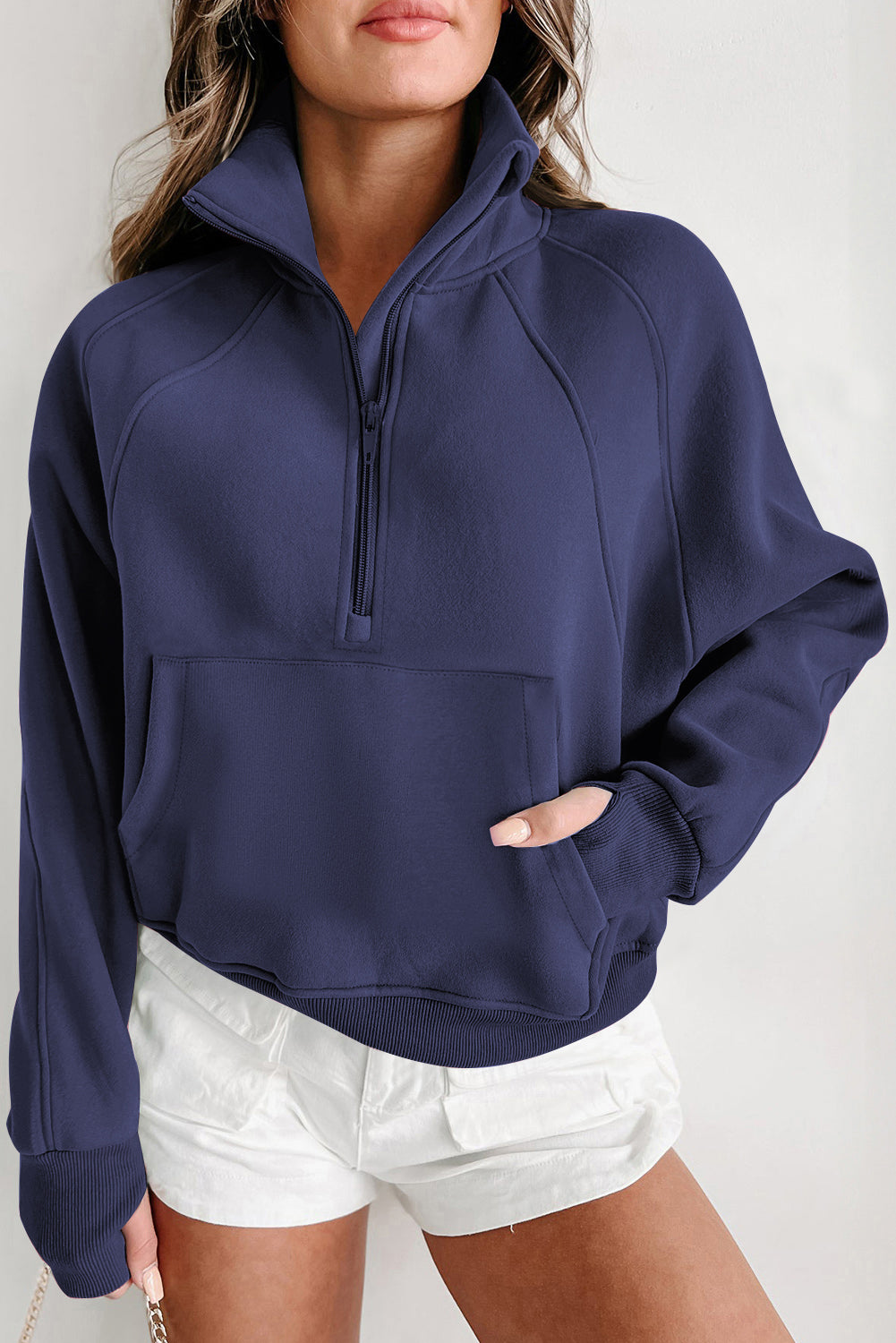 Fleece Half Zip Sweatshirt – Casual Winter Pullover