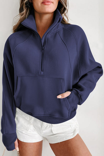 Fleece Half Zip Sweatshirt – Casual Winter Pullover