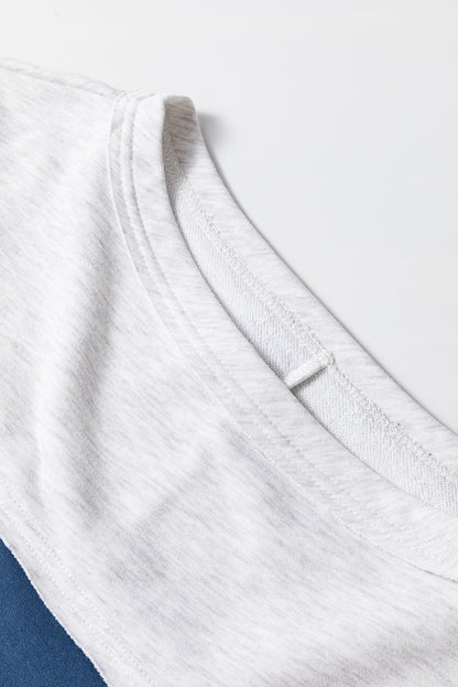 Sail Blue Raw Hem Colorblock Sweatshirt