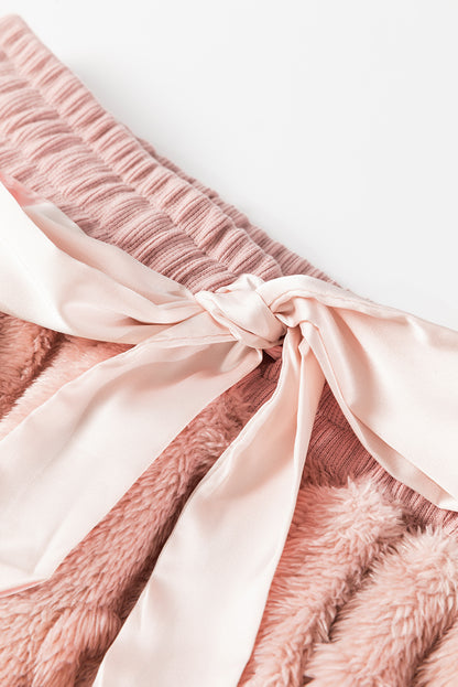 Light Pink Leopard Fleece Loungewear Set – Cozy Holiday Nights