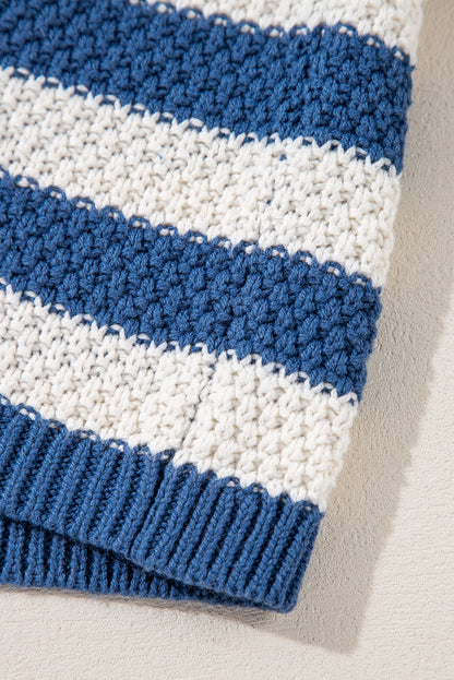 Blue Stripe Hooded Sweater
