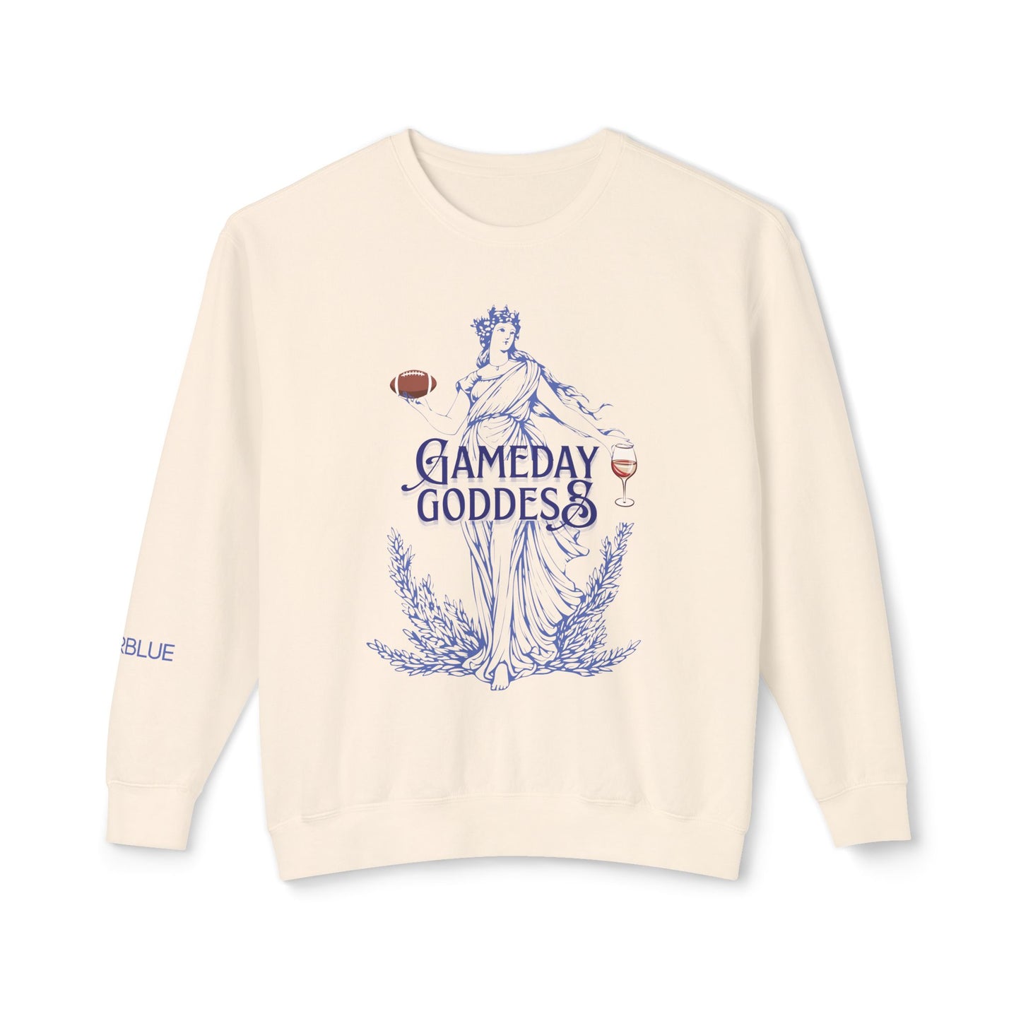 Gameday Goddess Crewneck – Greek Goddess Football Sweatshirt – Wine & Football Apparel for Women