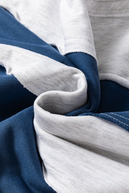 Sail Blue Raw Hem Colorblock Sweatshirt