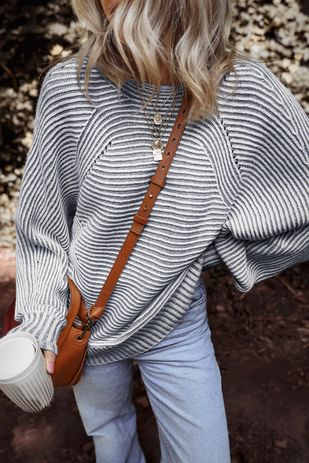 Ashleigh Blue Striped Ribbed Sweater