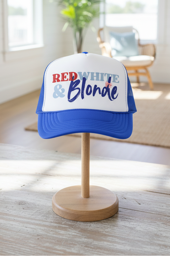 Red, White, and Blonde Foam 4th of July Trucker Hat