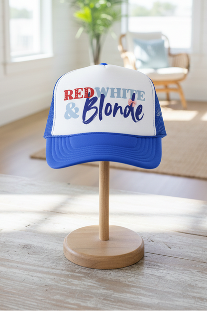 Red, White, and Blonde Foam 4th of July Trucker Hat
