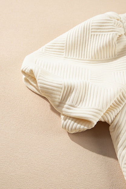 Oatmeal Textured Puff Sleeve Tee