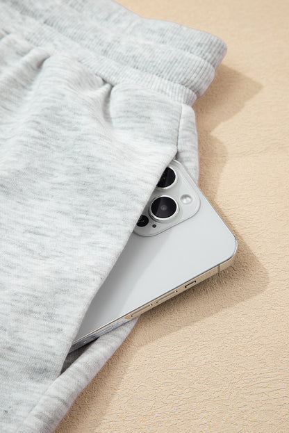 Grey & Pink Colorblock Pullover + Shorts Set – Sporty Coastal Style