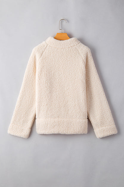 White Mock Neck Fleece Pullover