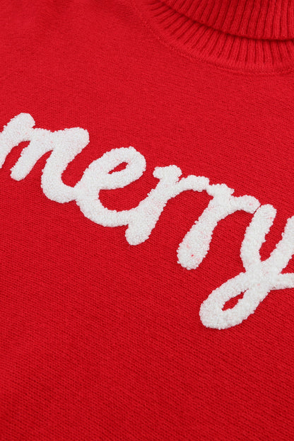 High Neck “Merry Christmas” Turtleneck Sweater – Timeless Holiday Cozy