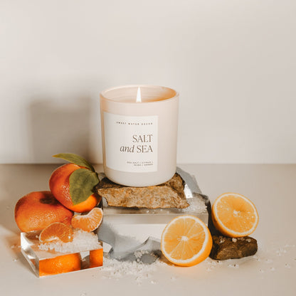 Salt and Sea Soy Candle - Tan Matte Jar - 15 oz