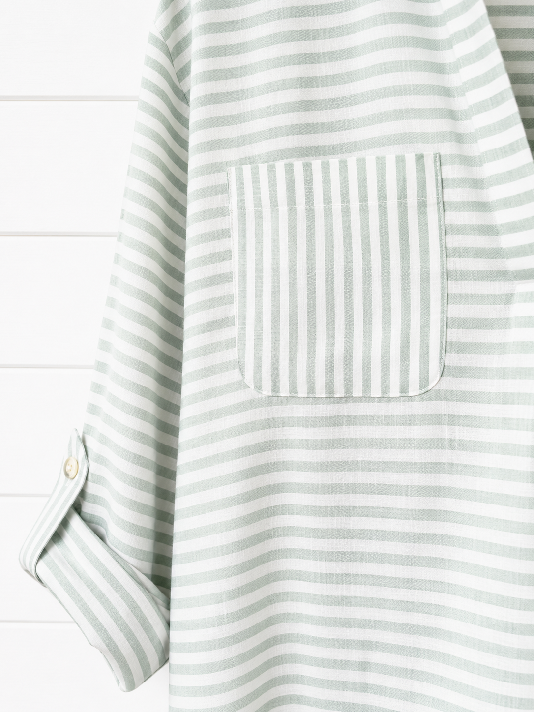 White Stripe Beach Cover Up Shirt – Collared Long Sleeve Button Down
