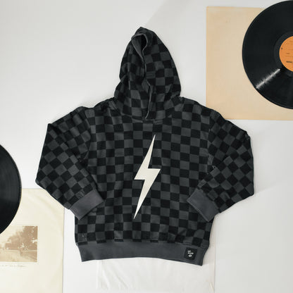 THE CHECKERED SPARK HOODIE - BLACK