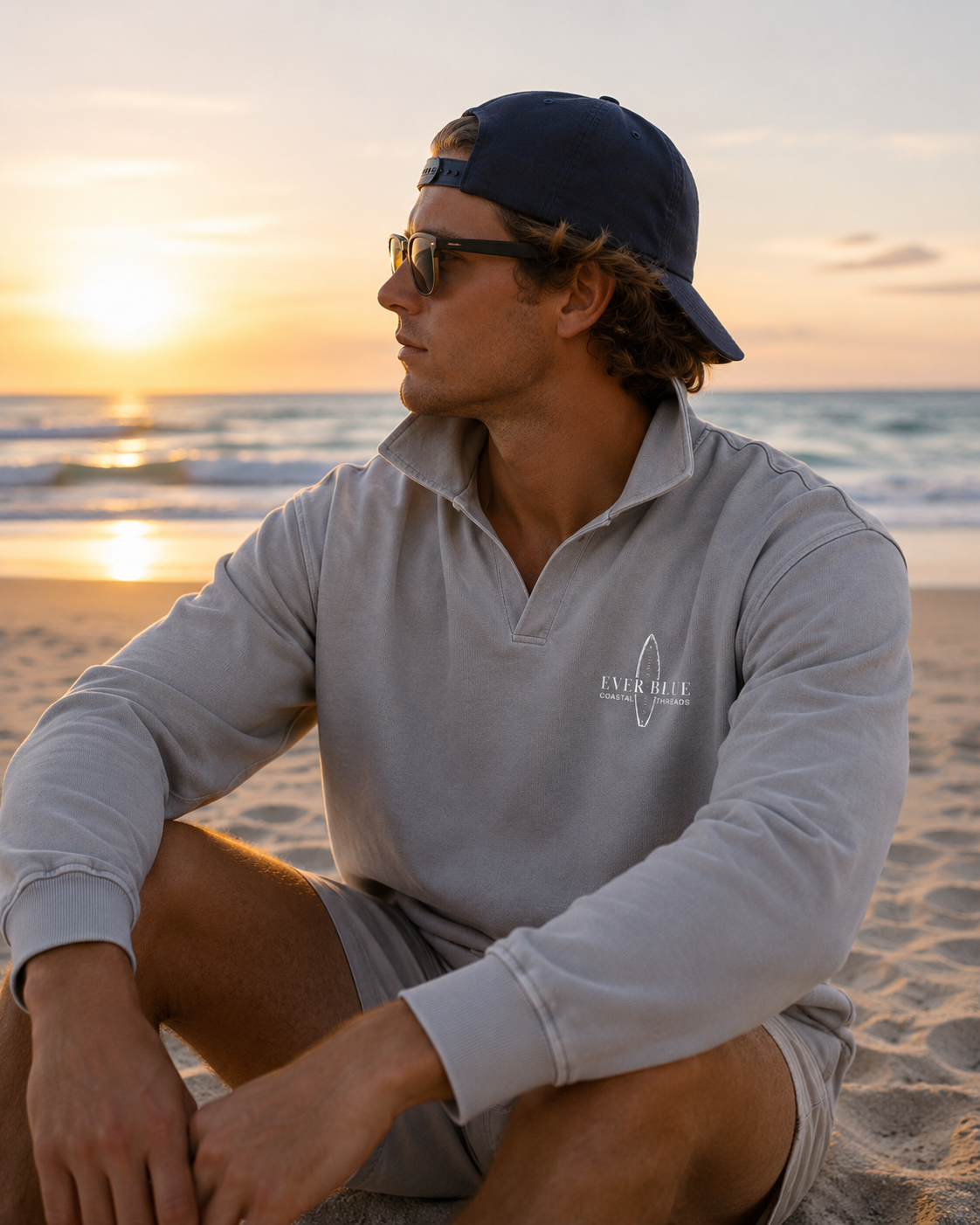 Everblue Surfboard Collared Sweatshirt