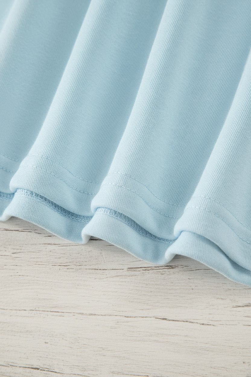 Mist Blue Contrast Trim Two Piece Pant Set – Sleeveless Wide Leg Lounge Outfit