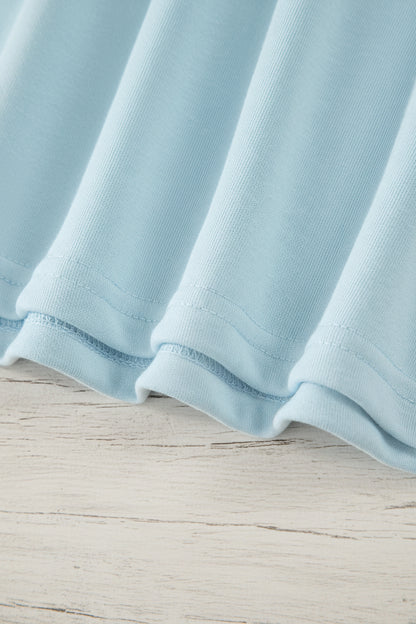 Mist Blue Contrast Trim Two Piece Pant Set – Sleeveless Wide Leg Lounge Outfit