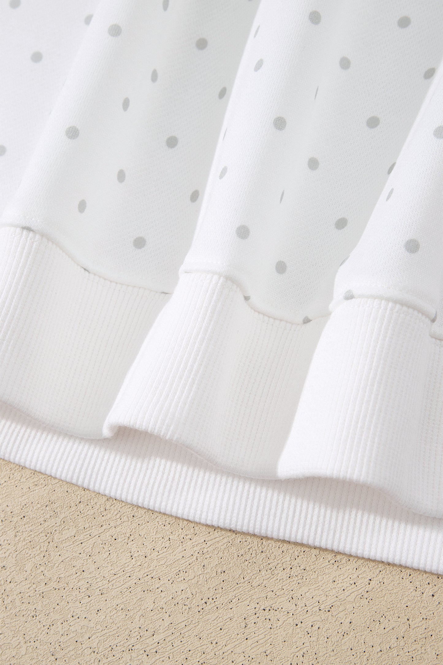 White Polka Dot Two Piece Short Set – Patchwork Sleeve Lounge Outfit