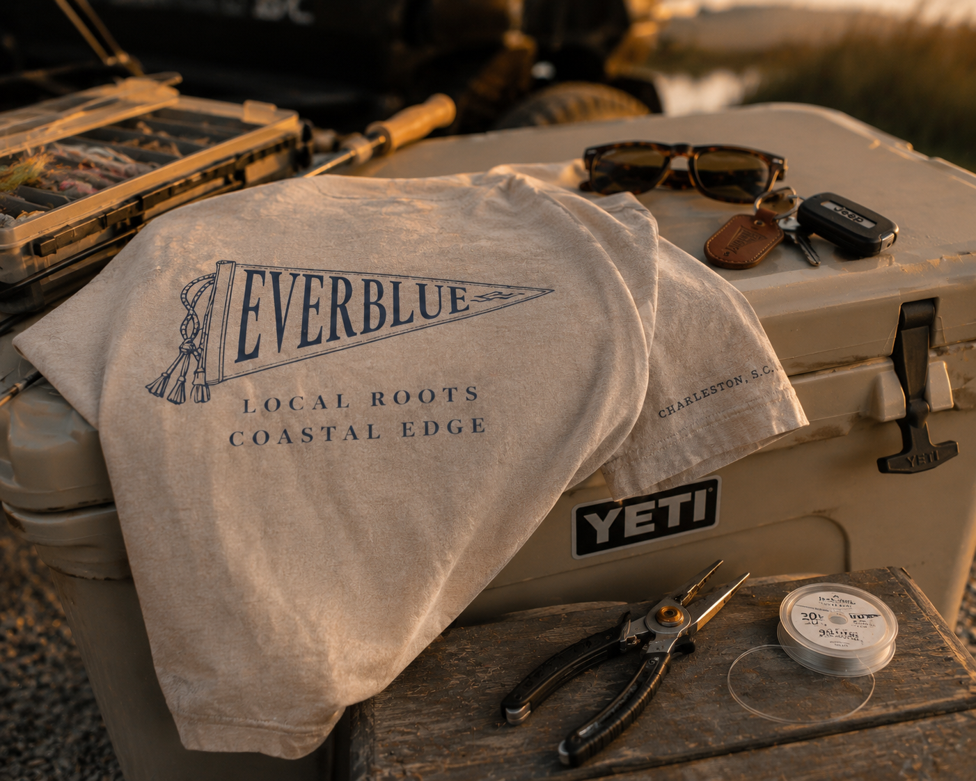 Vintage Washed Frayed Flag Tee X Charleston