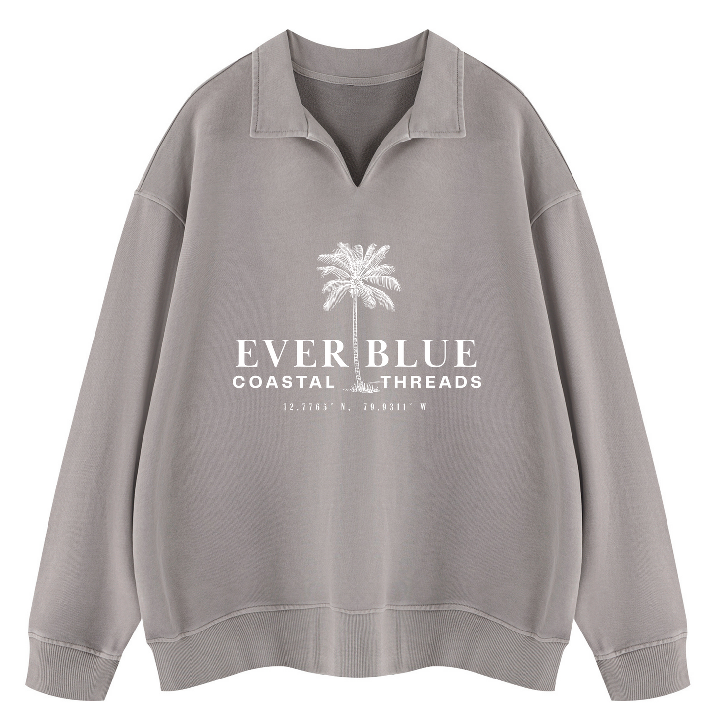 Everblue Surfboard Collared Sweatshirt - Palms