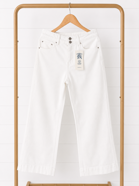 High Waist Stretch Jeans – Double Button Denim Pants