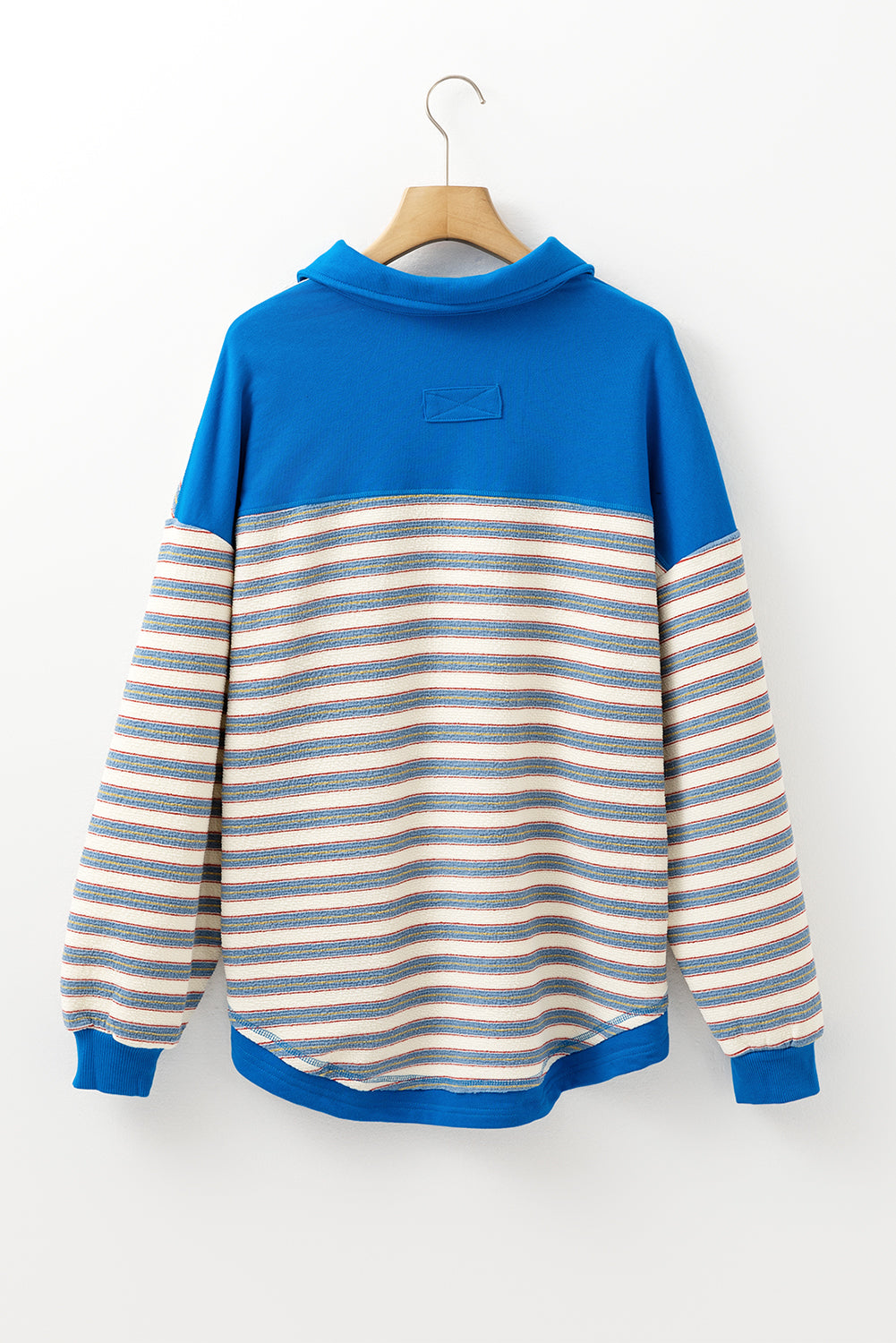 Striped Collared V-Neck Button Top