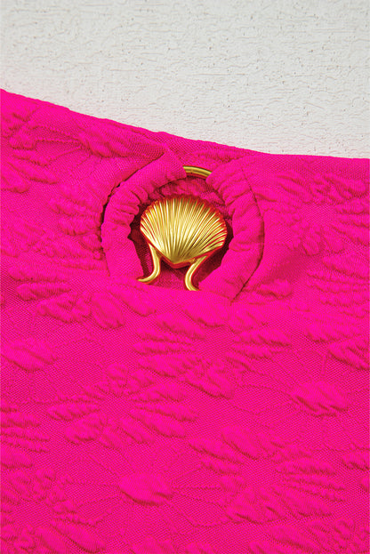 High Waist Bikini Set – Gold Shell Detail Swimwear