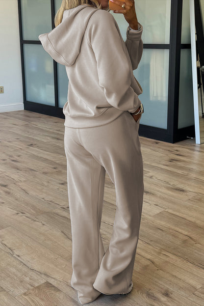 Half Zip Two Piece Pant Set – Hooded Pullover Lounge Outfit