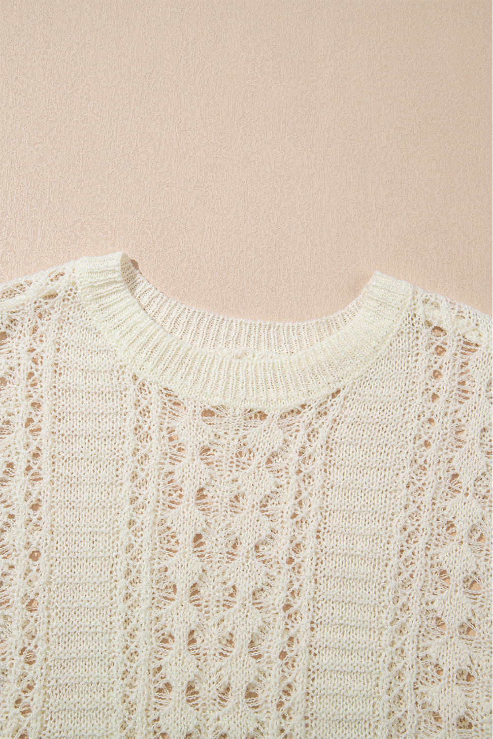 White Hollow-Out Bracelet Sleeve Sweater