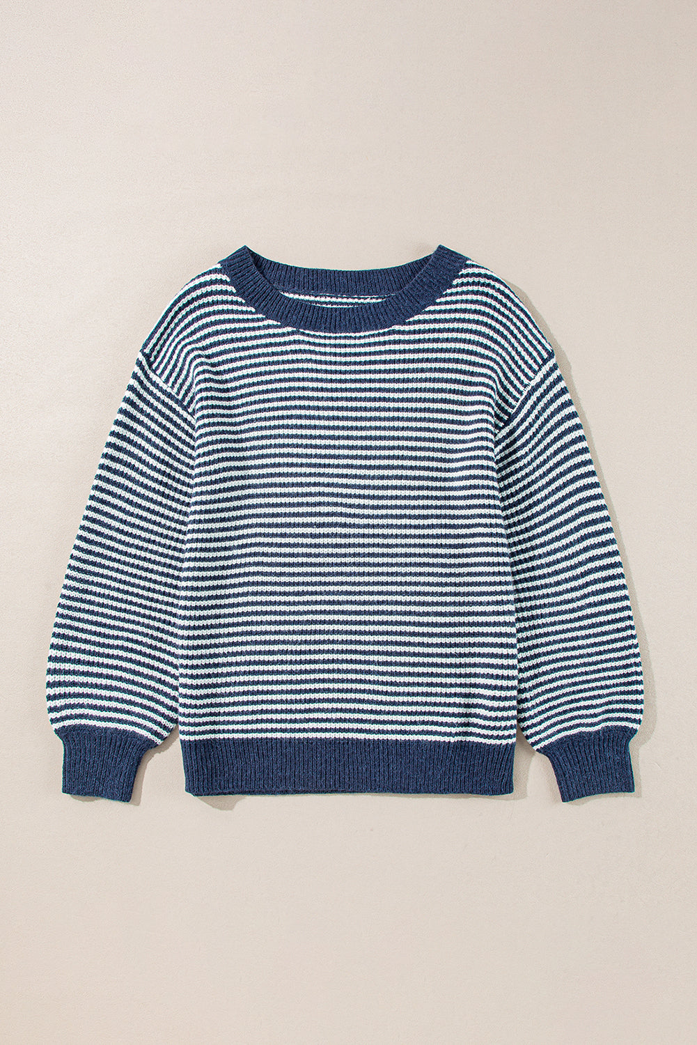 Sail Blue Striped Lantern Sleeve Sweater