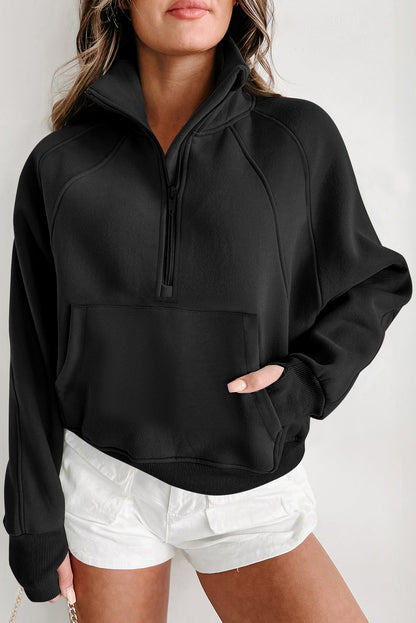 Fleece Half Zip Sweatshirt – Casual Winter Pullover