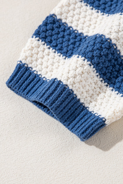 Blue Stripe Hooded Sweater
