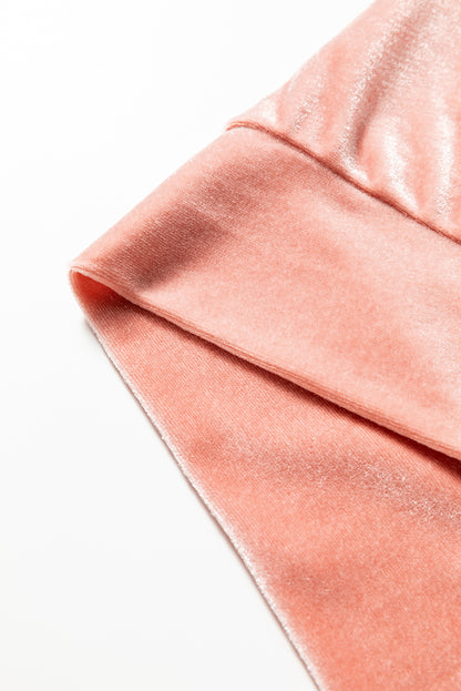 Peach Blossom Velvet Two Piece Pant Set – Zip Hoodie Wide Leg Lounge Set
