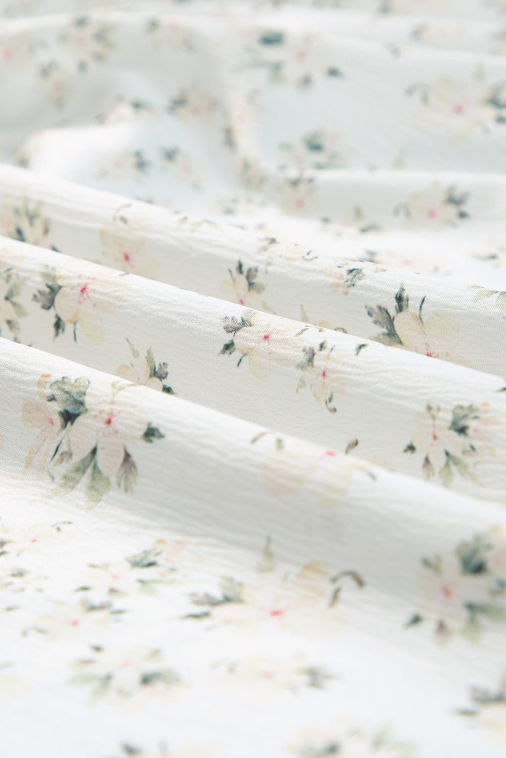 White Floral Shirred Maxi Dress – Square Neck Puff Sleeve Tiered Dress
