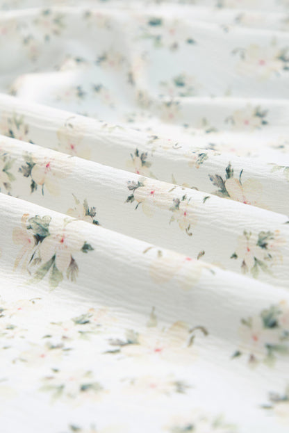 White Floral Shirred Maxi Dress – Square Neck Puff Sleeve Tiered Dress