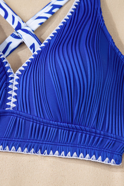 Colorblock High Waist Bikini – Adjustable V Neck Swim Set