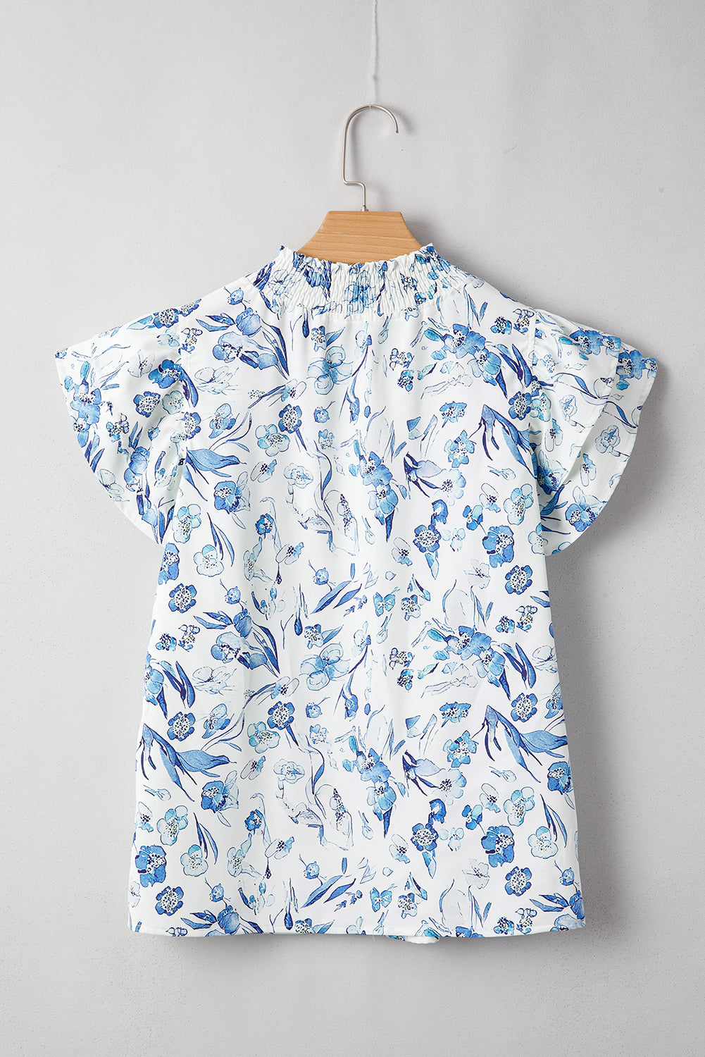 Sky Blue Floral Ruffle Blouse – Coastal Country Statement Top