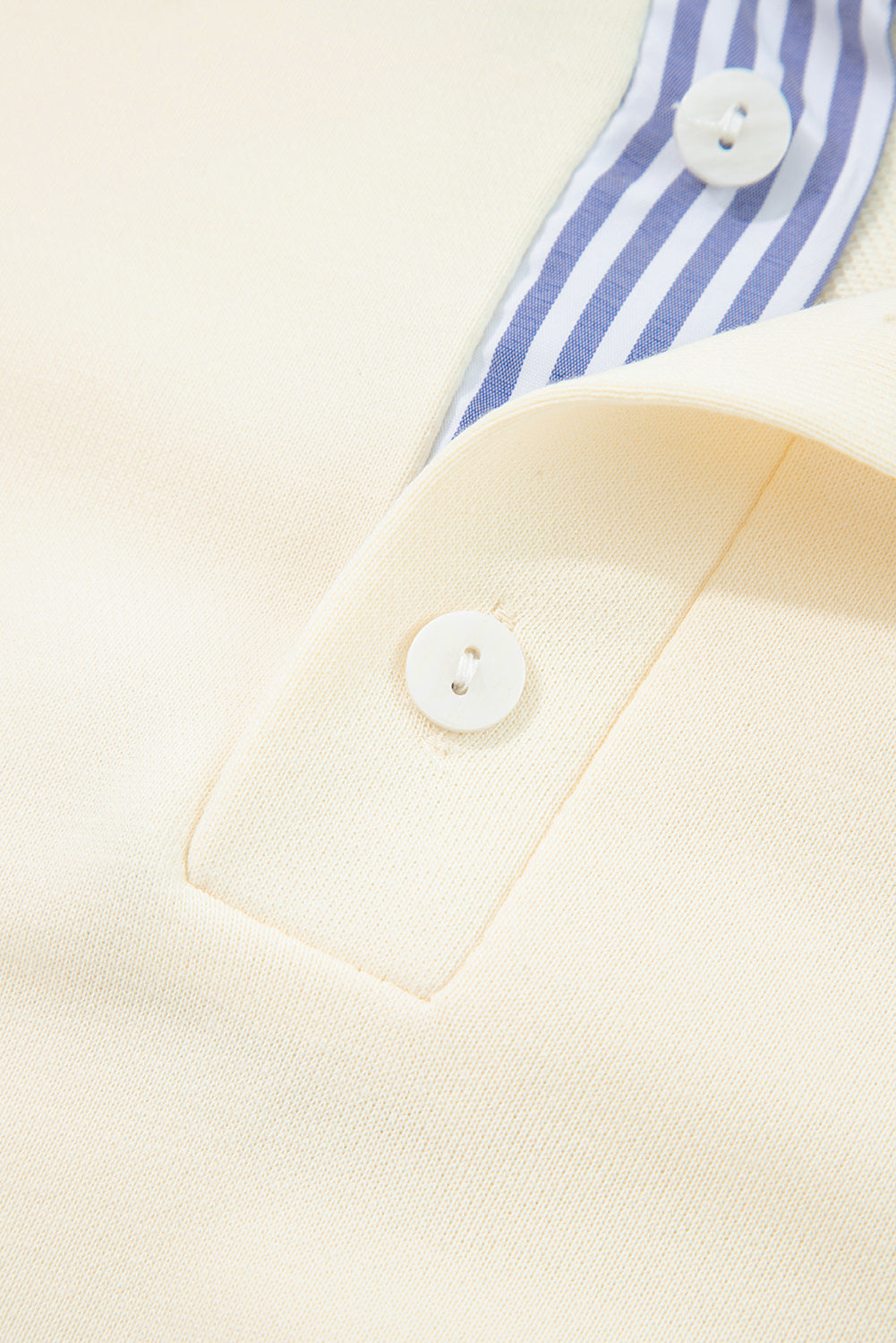 White Striped Collar Ruffle Sweatshirt