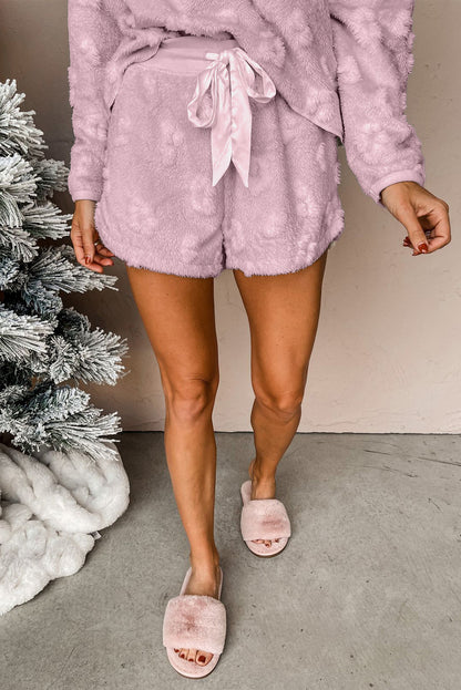 Light Pink Leopard Fleece Loungewear Set – Cozy Holiday Nights