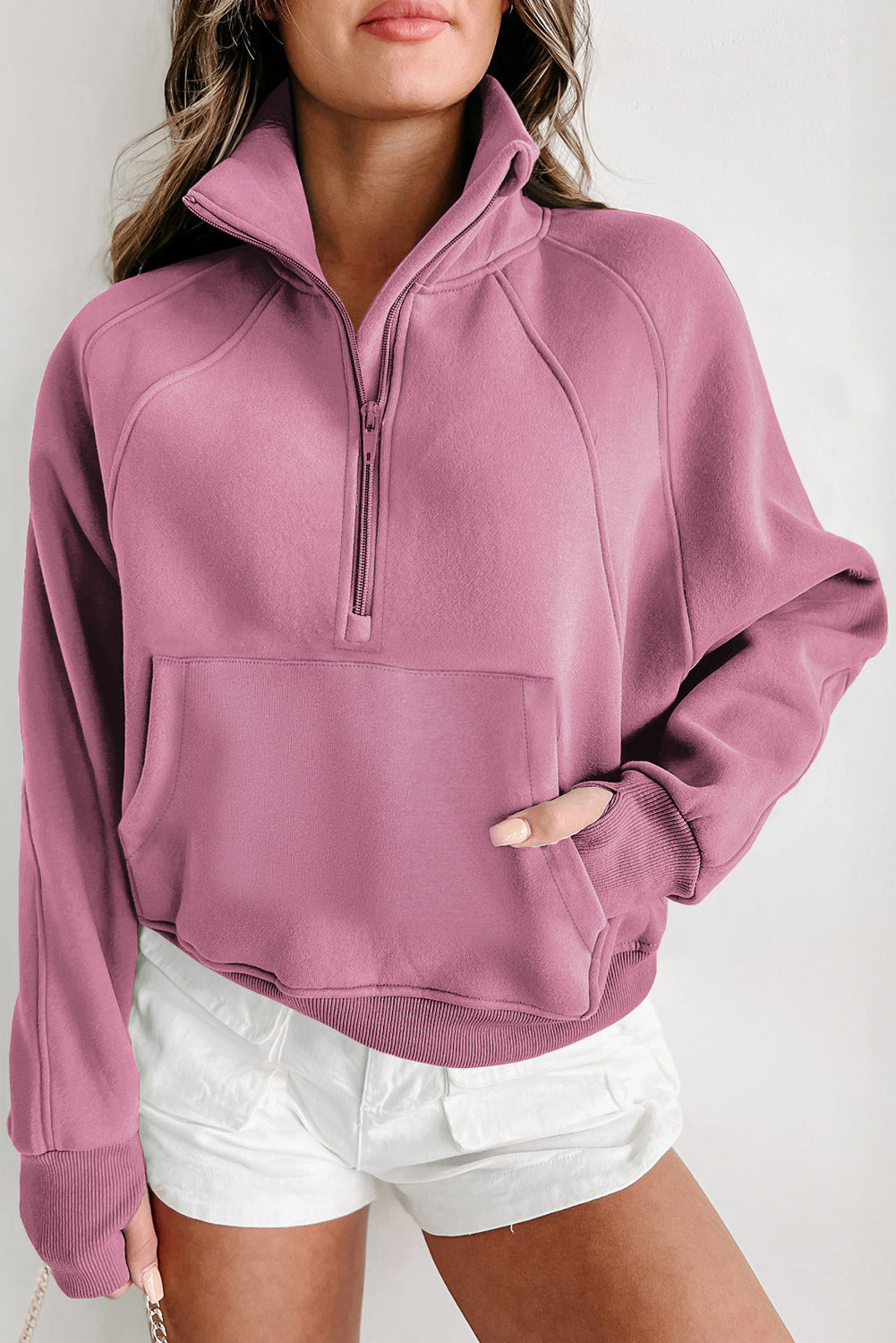 Fleece Half Zip Sweatshirt – Casual Winter Pullover