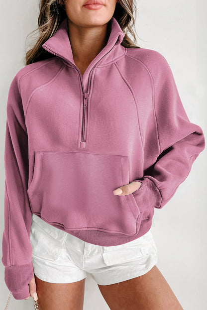 Fleece Half Zip Sweatshirt – Casual Winter Pullover