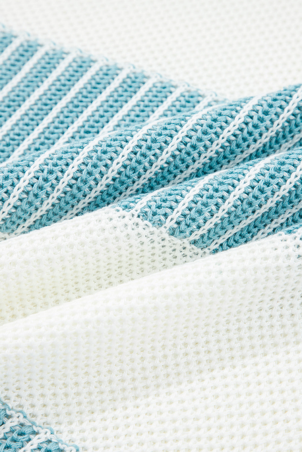 Two Tone Striped Patchwork Drop Shoulder Loose Sweater