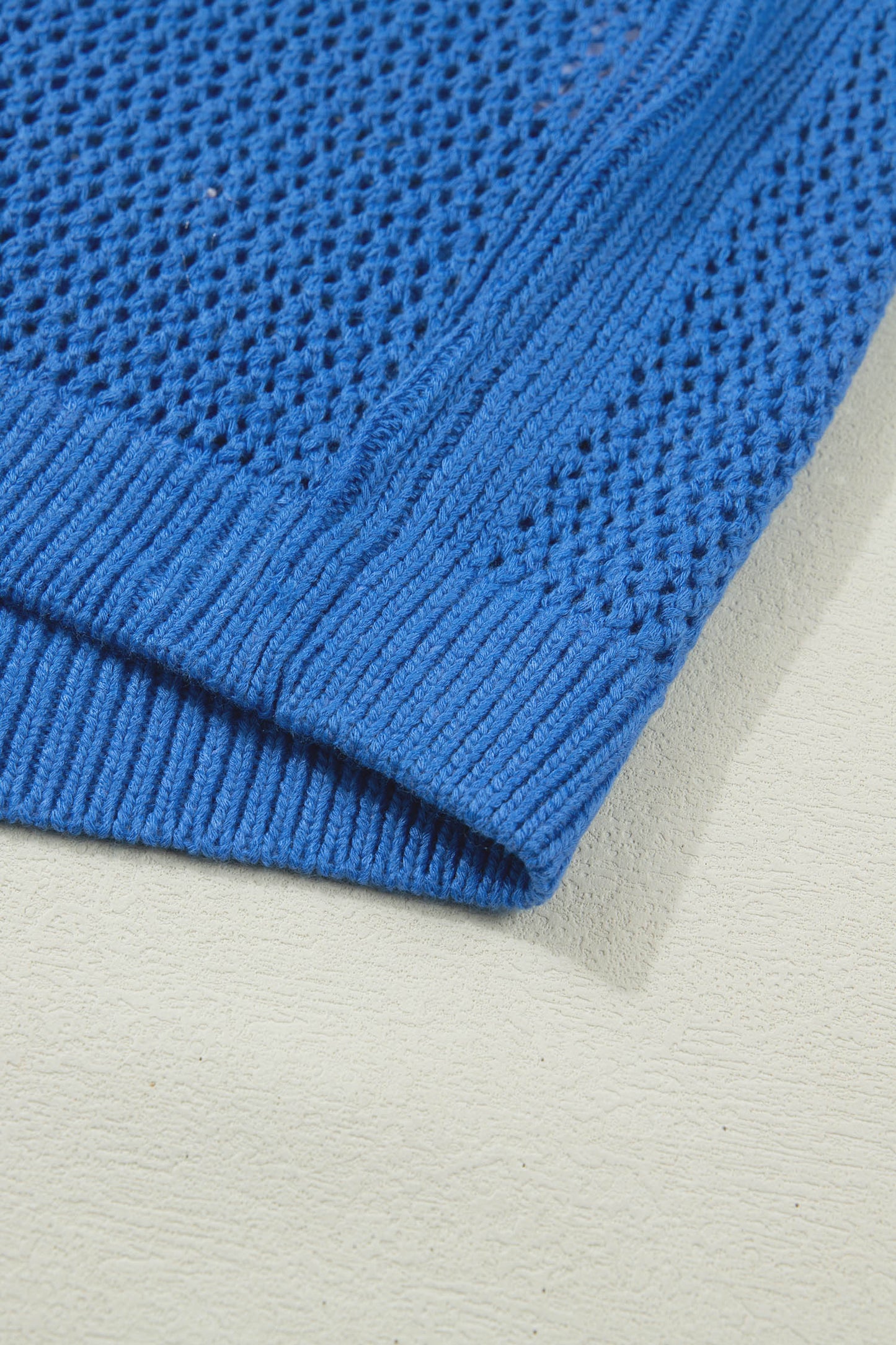 Sky Blue American Flag Knit Top – Short Sleeve Loose Sweater
