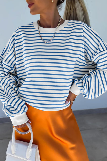 Stripe Colorblock Crewneck