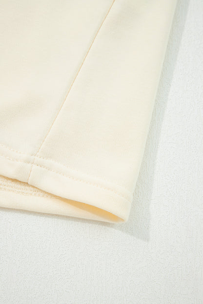 White Striped Collar Ruffle Sweatshirt