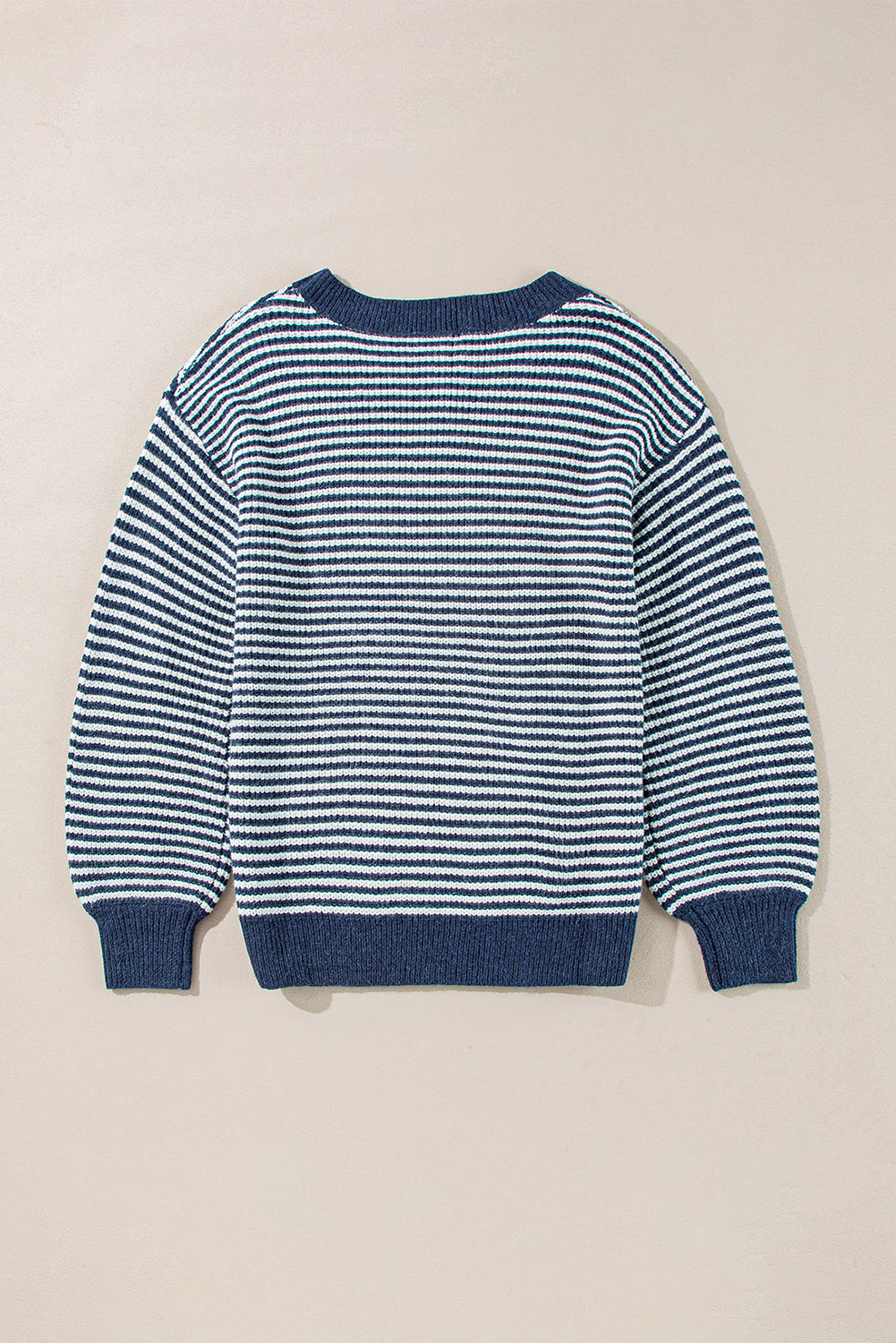 Sail Blue Striped Lantern Sleeve Sweater