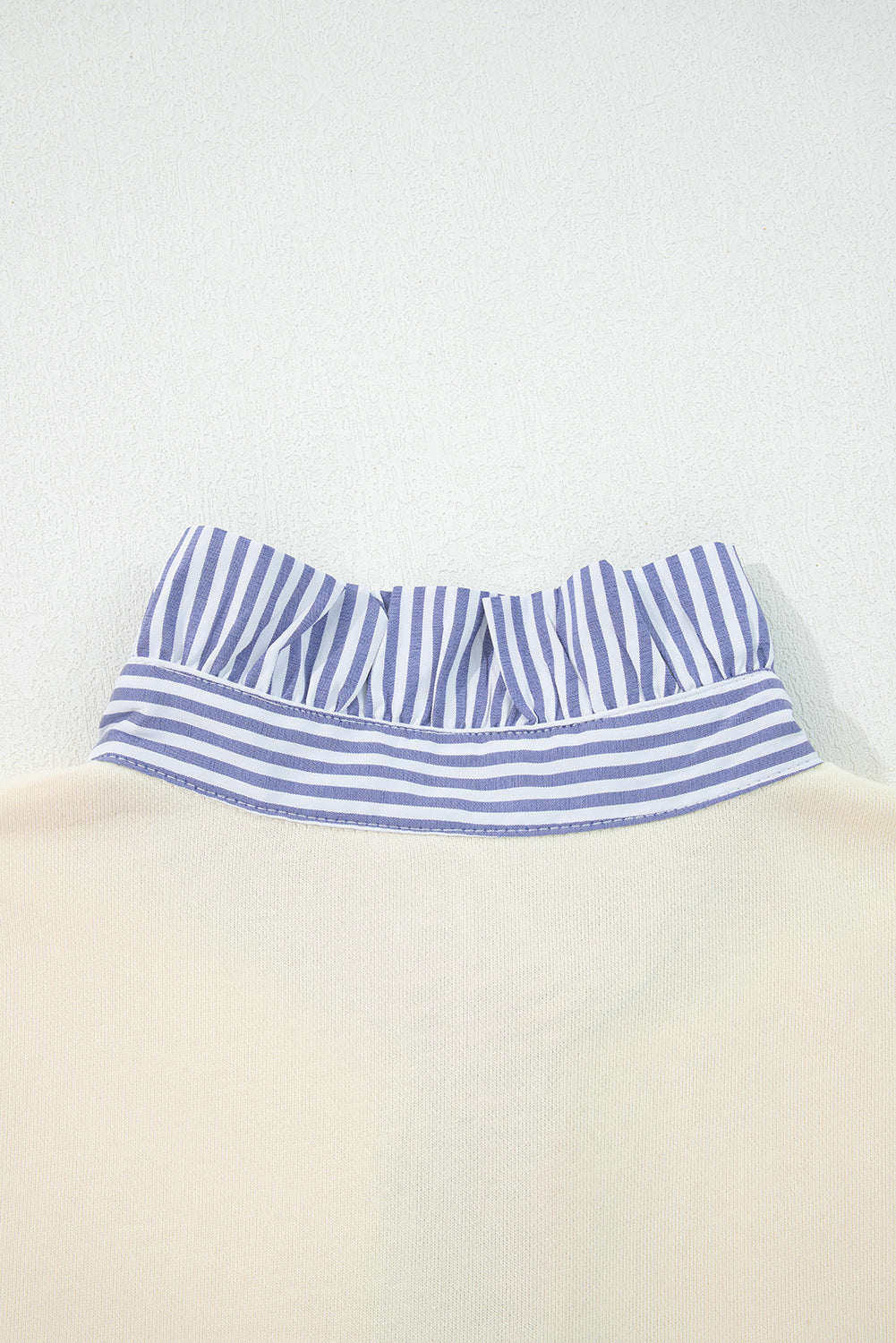White Striped Collar Ruffle Sweatshirt